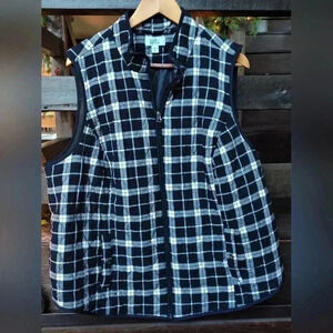 Croft & Borrow Women's Black and White Quilted Vest | Size 2X